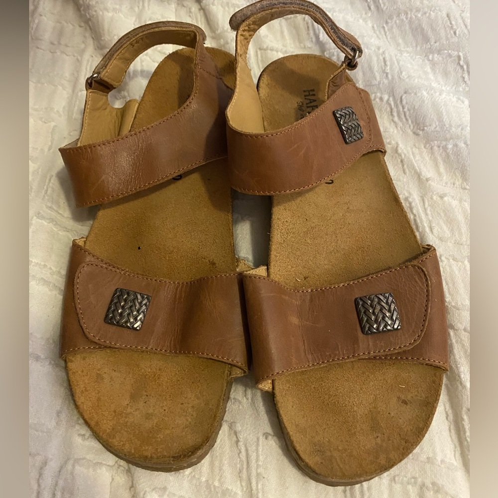 Haflinger Comfort Hook & Loop Leather Sandals Size 9